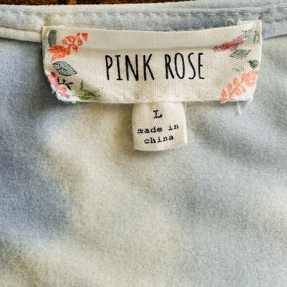 Pink Rose Dress - Blue Hydra Tie Die - 3/4 Sleeves in a Size L - Picture 8 of 13